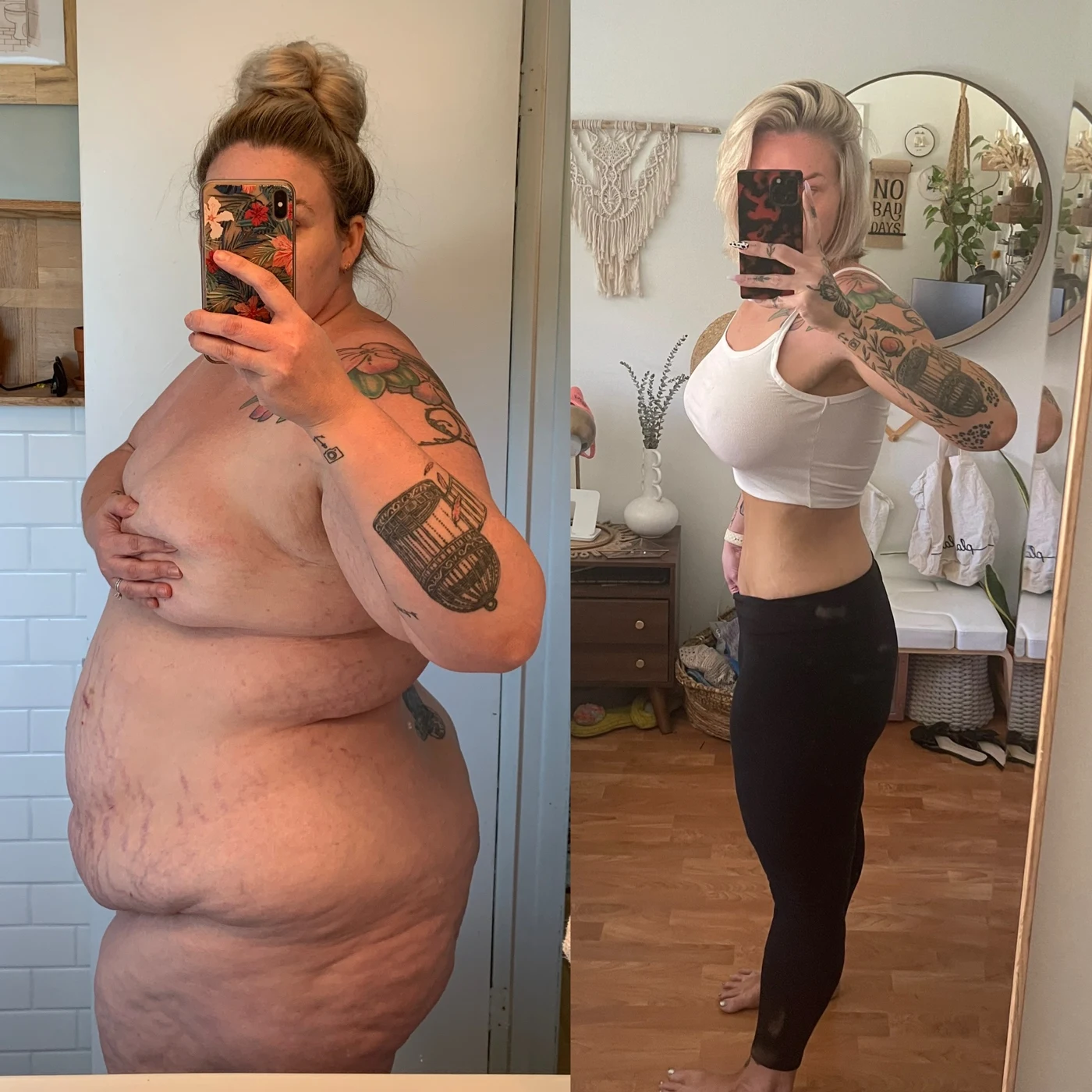 Heather’s side-view before-and-after mirror photos